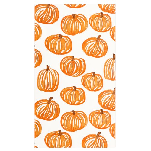 Pumpkin Autumn Fall Disposable Paper Napkins - 100 Pack, 3-Ply, Line-Art Design