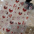 Halloween Glitter Nail Stickers with Spider Web and Heart Design - Style 17