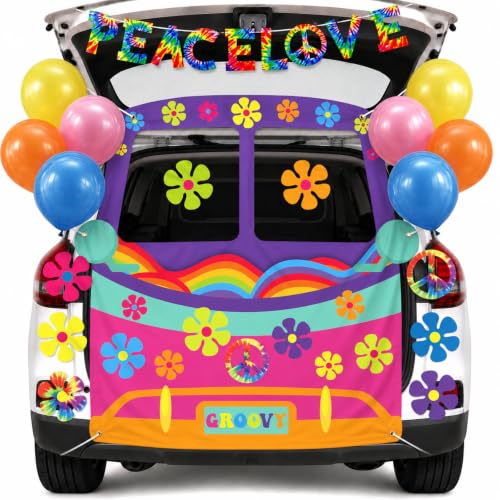Hippie Trunk or Treat Car Decoration Kit with Tie Dye Peace Banner - 26 Variation