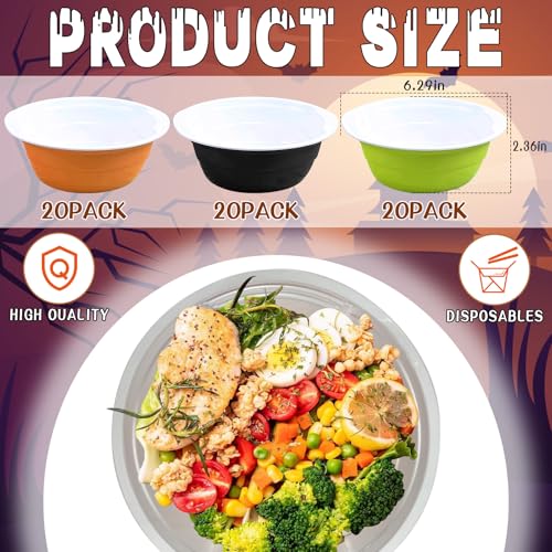 Black Halloween Plastic Bowls Set 23 oz Disposable Party Snack Cups