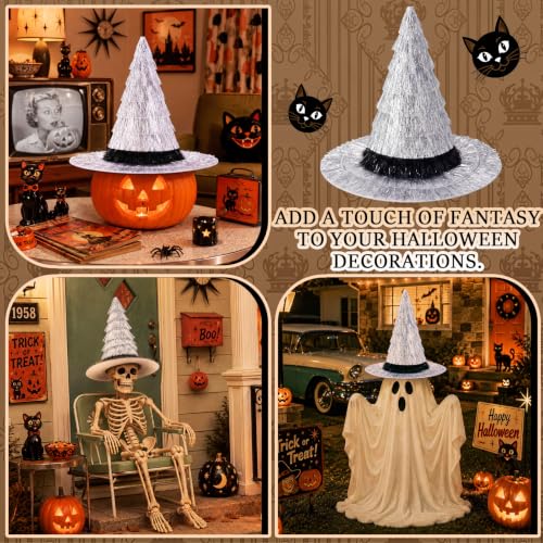 Halloween Witch Hat Decorations - 2 Pcs Silver Costume Party Accessories