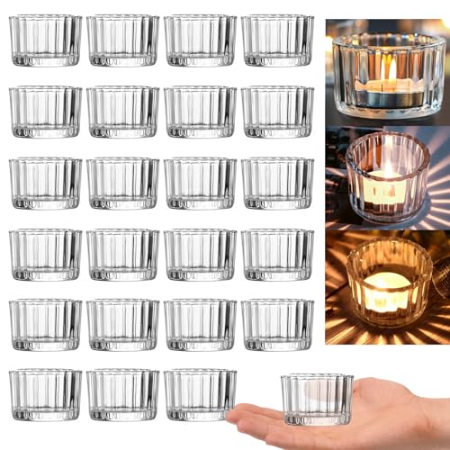 Clear Glass Tealight Candle Holders Set of 48 - Wedding & Party Decor