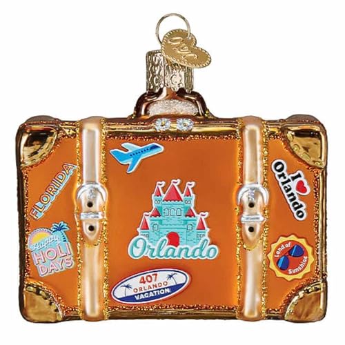 Glass Blown Christmas Ornament - Orlando Suitcase Holiday Decoration