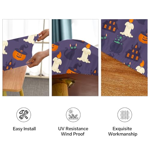 Halloween Square Fitted Elastic Tablecloth 48x48 Inch - Dark Purple / Plum