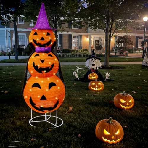 Halloween Collapsible Lighted Pumpkin Lantern with Cloak - 3.9FT Outdoor Decor