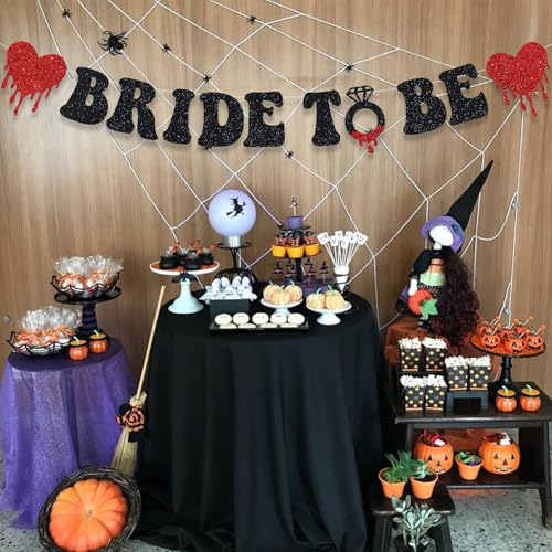Halloween Bride To Be Banner - Glitter Garland for Bachelorette Party & Bridal Shower - Variation: Bride