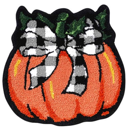 Pumpkin Bath Mat 24x24 Inch - Fall Bathroom Rug Non Slip Absorbent Halloween Decor