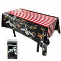 Halloween Tablecloth 54x108 Inch Waterproof Plastic Cover with Skeleton Design - 3 Pack