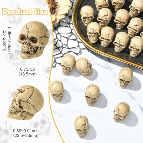 Halloween Mini Resin Skull Decor Set - 30pcs Skeleton Head Bone Table Decorations