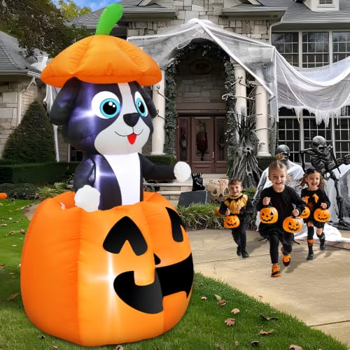 Halloween Inflatable Dog in Pumpkin - 5 FT Animated Outdoor Decor