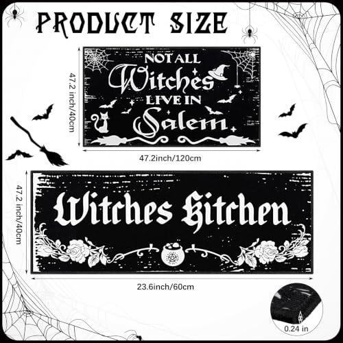 Halloween Witchy Floor Rugs Set - Gothic Kitchen Mats for Seasonal Decor