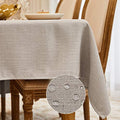 Rectangular Beige Table Cloth 118x57 Inches Faux Linen Waterproof Wrinkle-Free