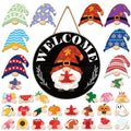 Black and White Interchangeable Gnome Welcome Sign for Fall Halloween Porch Decor