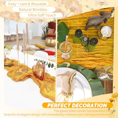 Gold Cheesecloth Table Runner 17x108 Inches Pack of 10 - Showgeous