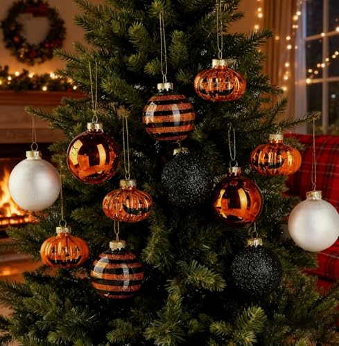 12 Pack Halloween Tree Ornaments - Small Glass Holiday Decorations Set12-1
