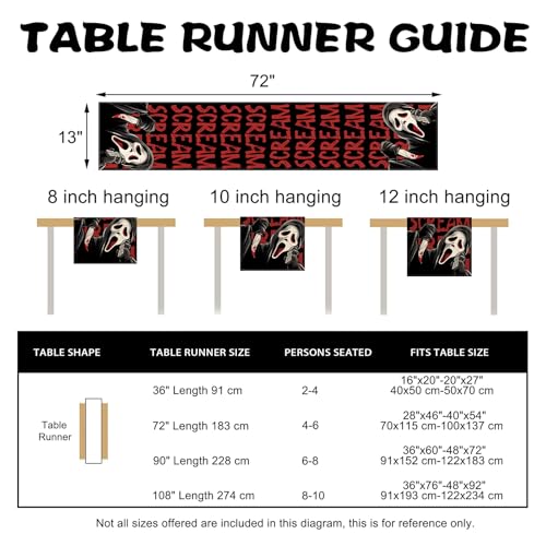 Halloween Horror Classic Movie Table Runner - Scream Grim Reaper 13x72 Inches - Horror Decor