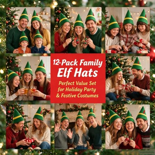 Green Christmas Elf Hat Bulk for Adults - Reusable Felt Costume Accessory