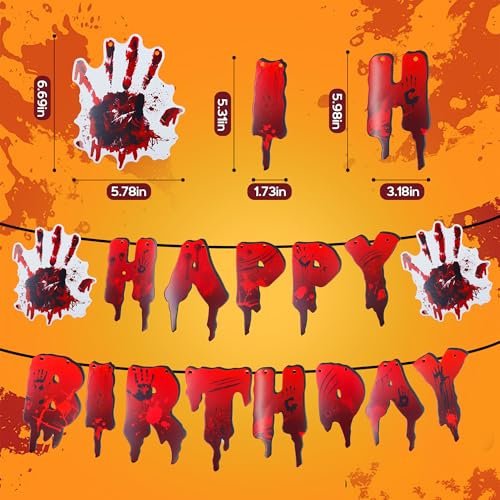 Halloween Birthday Banner Handprint Decorations - Scary Party Wall Decor