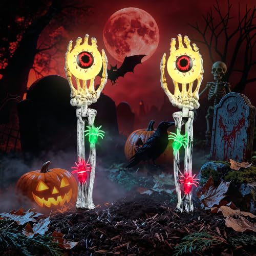 Halloween Skeleton Hands Decorations Outdoor - Warm White 2 Pack