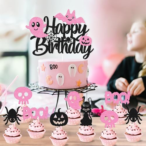 Halloween Cake Topper and Cupcake Picks Set - 25 Pcs Spooky Party Decorations