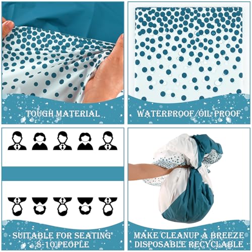 White and Blue Plastic Tablecloth 54x108 Inch Rectangular Disposable Cover for Parties