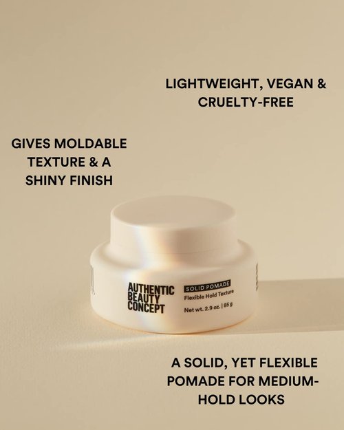 Authentic Beauty Concept Solid Pomade - Medium Hold Hair Pomade for All Hair Types | 2.9 oz | Vegan & Cruelty-Free