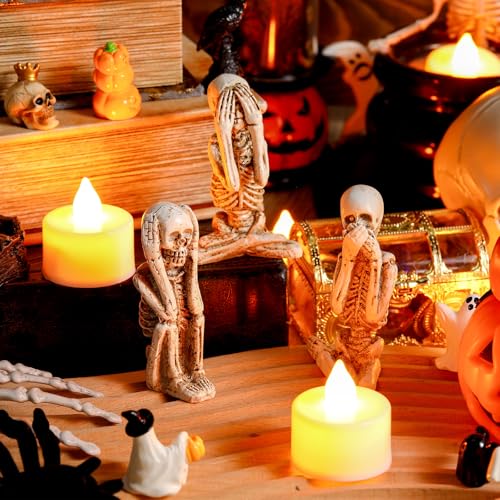 Halloween Skeleton Statue See Hear Speak No Evil Meditation - LemonRoad