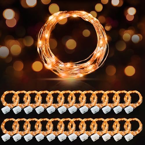Orange 24 Pack Battery Operated LED Fairy String Lights Waterproof 7ft for Wedding Party Garden