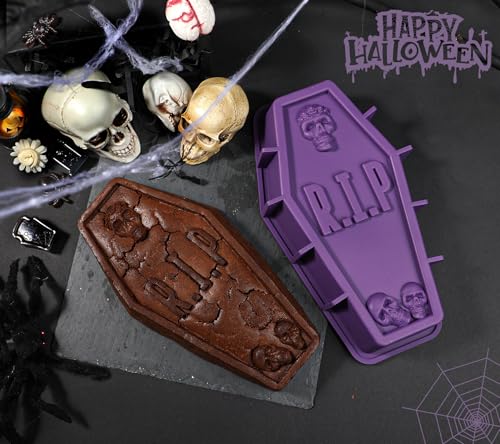 Silicone Coffin Cake Pan - 12 Inch Tombstone Mold for Halloween Baking - Variation: Coffin