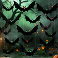 Halloween Hanging Bat Decorations with Glowing Eyes - 16 Pack Outdoor Indoor
