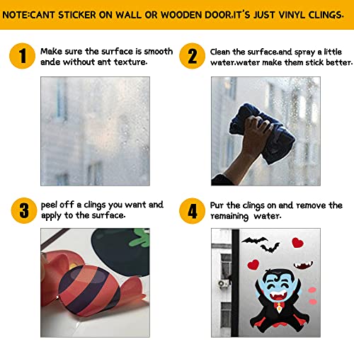6 Sheet Halloween Window Clings - Cute Spooky Stickers for Kids & Home Decor