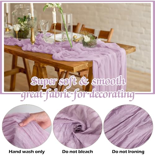 Remagr Gradient Purple Cheesecloth Table Runner - 12 Pcs Boho Decor