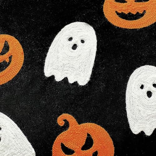 Halloween Fall Ghost Throw Pillow Covers 18x18 Set of 2 - Black & Pumpkin