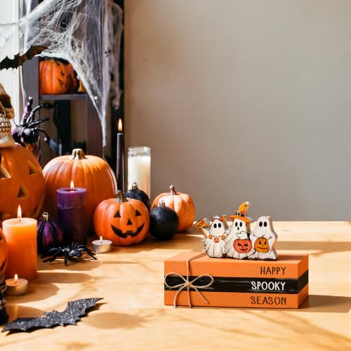 Halloween Ghost Wooden Block Decor Set - Spooky Season Halloween Decor