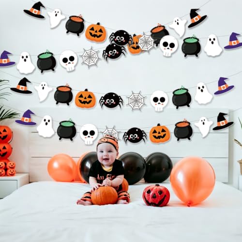 Halloween Hanging Banner Decor Black Witch Ghost Pattern Party Supplies