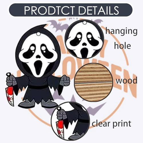 Halloween Wooden Tree Decorations Set - 24pcs Spooky Ornaments for Small Trees & Indoor Decor