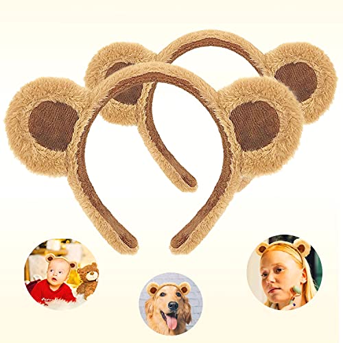 Brown Bear Ears Headband - Fluffy Animal Hair Accessory for Kids & Adults - 2 Pack