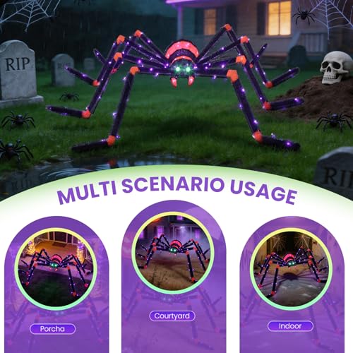 6.8FT Halloween Spider Decoration with 140 LEDs - Outdoor Spooky Decor Variation of This Listing