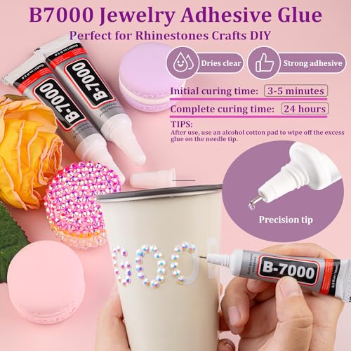 White AB Flatback Rhinestones for Crafting with Jewelry Glue - Small Pack + 3B7000 Adhesive