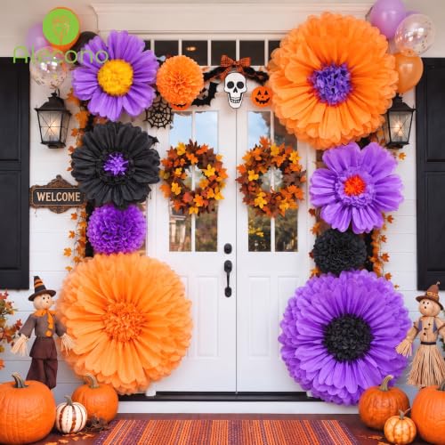 Alecono 9 Pcs Giant Paper Flowers Decorations for Wall (24", 20", 14")