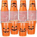 Halloween Disposable Pumpkin Face Cups 12 Oz - Classic Design, 120 Pack