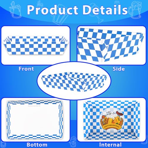 Oktoberfest Food Trays Set - 100 Disposable Paper Party Food Containers - Oktoberfest 2 Variation