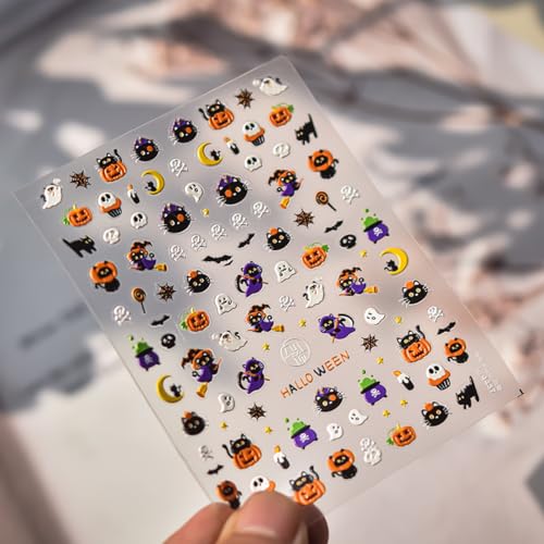 Halloween Nail Stickers Spooky & Cute 3D Decals - Style-2