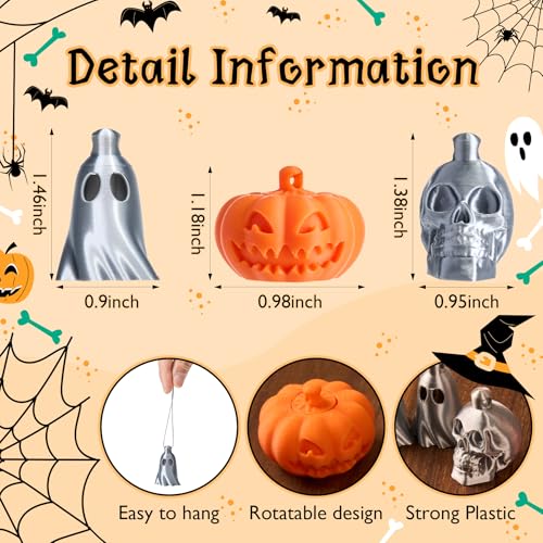 6-Pack Halloween Ghost Ornaments Set - Plastic Mini Decorations with Pumpkins Skulls for Haunted House & Holiday Decor