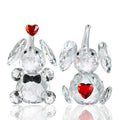 Couple Crystal Elephant Figurines Gift Set - 3.5 Inch Glass Animals Statues
