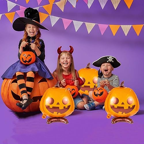 Halloween Pumpkin Balloons Set - 3 Large Foil Pumpkin Balloons for Party Decorations - Variation of Pumpkin Halloween Balloons
