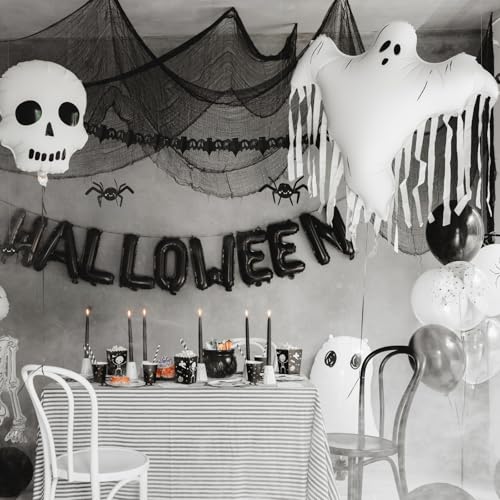 Large Ghost Balloon for Halloween Party Decor - White Foil Balloon 36.6 x 33.8 Inches