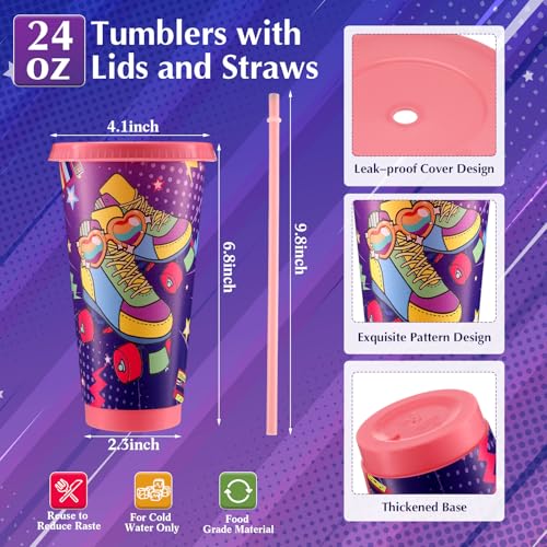 Roller Skate Party Favors Set with Reusable Cups Backpack Bracelets & Keychains