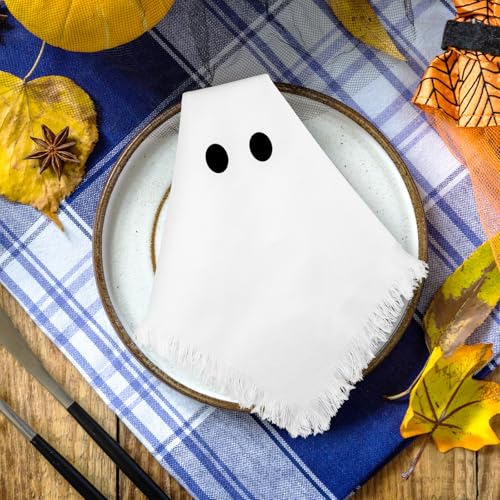 Halloween Ghost Cloth Napkins Set - Reusable 4 Pieces, 18x18 Inch