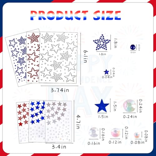 Patriotic Rhinestone Face & Body Stickers for 4th of July Celebrations